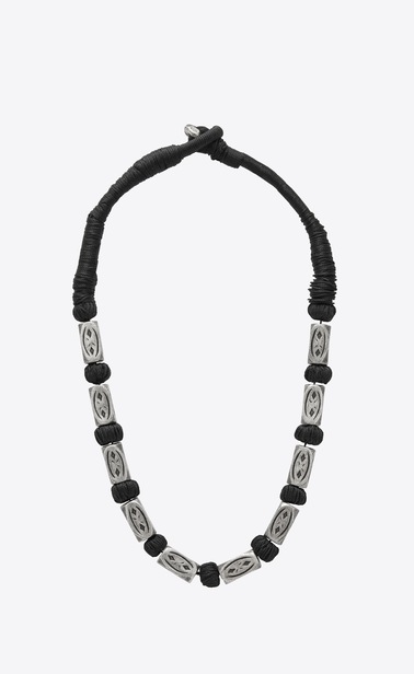 FOLK necklace with silver-toned metal beads